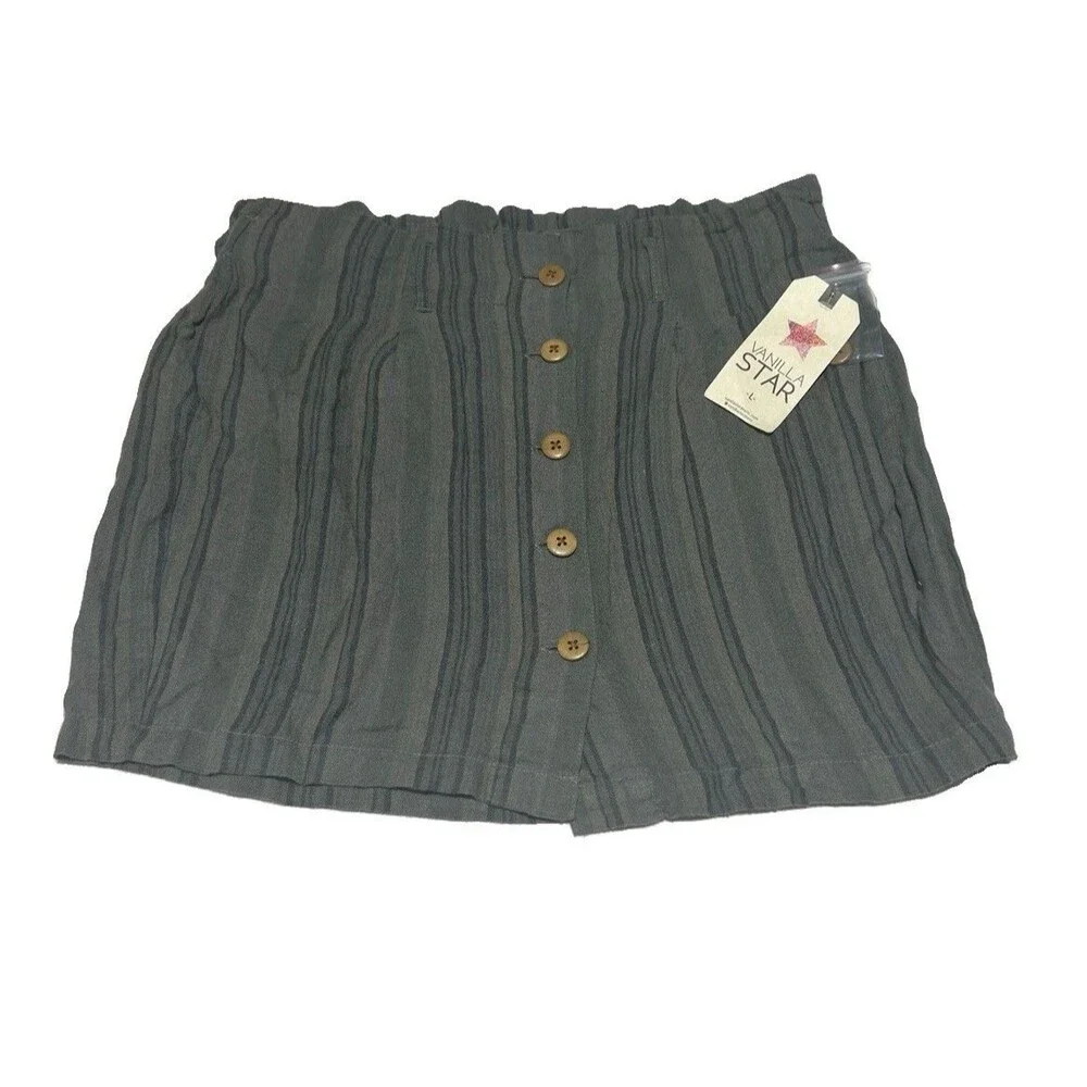Vanilla Star Women's Striped Paperbag Waist Skirt Size Large NWT